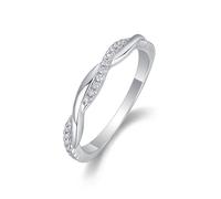 Ayoiow Infinity Twisted 25th Wedding Anniversary Rings for Womens with Moissanite, Beautiful Rings for Her, Platinum | Size J 1/2