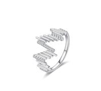 Ayoiow Irregular 20th Anniversary Rings for Womens with Created Diamond, 18K White Gold Rings Wedding for Her, 18K White Gold | Size J 1/2