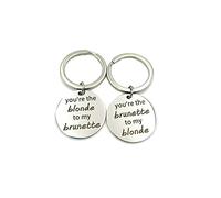Ayoiow Keychains for Men, You're The Brunette/Blonde 1 Pair Mens Keychain Drive Safe Silver