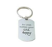 Ayoiow Keyring Car Engraving Do What Makes Your Soul Keyring Silver Key Chain Stainless Steel