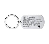 Ayoiow Keyring Car Woman Engraved Always Remeber You Are Brave Keyring Silver Stainless Steel Engraving