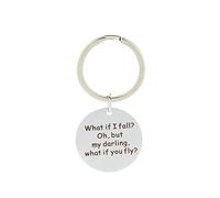 Ayoiow Keyring Engraved What if i Fall? Oh, but My Darling. Silver Key Chain Stainless Steel