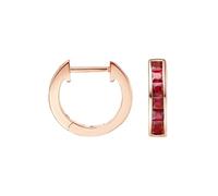 Ayoiow Large Hoop Earrings for Women 14K Rose Gold Princess Square, Ruby 0.87ct Women's Earrings