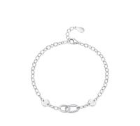 Ayoiow Link Silver Bracelets for Women 925 Cubic Zirconia, Silver Little Ring Adjustable Wrist Bracelets for Women, Suitable for Birthday