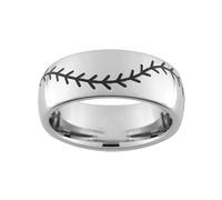 Ayoiow Men Anniversary Rings, 50th Wedding Anniversary Rings for Men Baseball Pattern Tungsten Steel Silver Size S 1/2