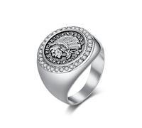 Ayoiow Men Promise Ring Stainless, Promise Ring for My Boyfriend Native American Pavé Silver Size T 1/2