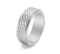 Ayoiow Men's Engagement Ring, 8 mm Triangle Grid Polished Wide Mens Stainless Steel Rings Silver, Size P 1/2