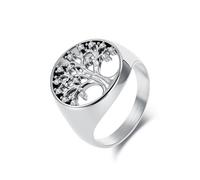 Ayoiow Men's Engagement Ring, Simple Engagement Rings for Him Tree Of Life Stainless Steel Silver Size N 1/2
