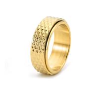 Ayoiow Mens Stainless Steel Rings Gold, Beautiful Rings for Men Triangle Grid Polished Wide| 8 mm Size N 1/2