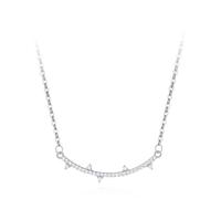 Ayoiow Necklace Sterling Silver for Women 925 with Cubic Zirconia, Silver with Smile Pendant Jewelry Necklace for Women, Suitable for Anniversary