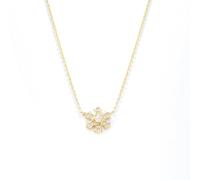 Ayoiow Necklaces for Women, 9K Yellow Gold Rolo Chain, Lab Created Diamond Snowflakes Pink Statement Necklace for Her 40+5cm