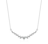 Ayoiow Necklaces for Women White Gold in Platinum, Curved Smile Bar Moissanite Necklaces Birthday