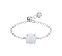 Ayoiow Opal Rings for Women Sterling Silver 925 opal, Adjustable Thin Chain with Opal Sterling Silver Promise Rings for Her, Suitable for Birthday