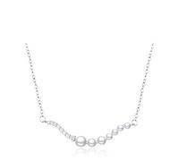 Ayoiow Pendant Necklace for Women 925 Sterling Silver Cubic Zirconic, Silver with Smile Pendant Fashion Jewelry for Women Necklace, Suitable for Birthday