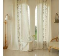 Ayoiow Pink Polyester Curtains for Bedroom, Flowers Leaves Embroided French Door Window Curtains for Living Room Polyester, 55W x 84L inch (140 x 214 cm) Grommet