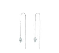 Ayoiow Platinum Earrings for Women Trendy White Moissanite, Vacation Earrings for Women, Pear Shape Moissanite Long Threader in White Gold
