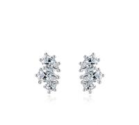 Ayoiow Platinum Small Earrings for Women Studs White Moissanite, Vacation Earrings for Women, Multi-Stone in Silver