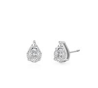Ayoiow Platinum Small Platinum Earrings Studs for Women White Moissanite, Vacation Earrings for Women, Pave Teardrop in Silver