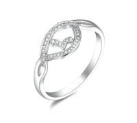 Ayoiow Platinum Wedding Bands for Women, Diamond Infinity Love Heart Platinum Ring for Her, 950 | Size 9 R 1/2