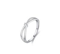 Ayoiow Platinum Wedding Bands for Women, Diamond Thin Band Delicate Platinum Ladies Wedding Ring for Her, PT950 | Size K 1/2