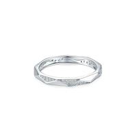 Ayoiow Polygon 9K White Gold Wedding Bands for Women with Moissanite, forever Love Rings for Women, 9K White Gold | Size O 1/2