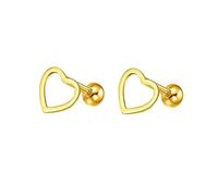 Ayoiow Pretty 9K Gold Earrings for Women Yellow Gold for Women, Hollow Heart No Gemstone Stud Earrings for Her