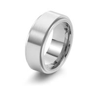 Ayoiow Promise Ring for My Boyfriend Silver, Eternity Band Ring Spinner Brushed| 8 mm Stainless Steel Size N 1/2