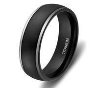 Ayoiow Promise Ring for Your Boyfriend, Matte Promise Ring for Him Simple Titanium Steel No Gemstone 8mm Size Q 1/2 Q 1/2