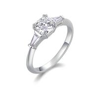 Ayoiow Promise Ring for Your Girlfriend, 1ct Moissanite Three Stone Platinum Engagement Rings for Her, Pt950 | Size 5 J 1/2