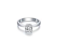 Ayoiow Promise Ring Her Simple Solitaire 4 Claw Round Lab Diamond 0.53ct, Engagement Ring 14K Gold Woman for Her Size T 1/2
