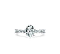 Ayoiow pt950 Anniversary Rings for Womens, Moissanite Simple 40th Birthday Ring for Her, Platinum | Size M 1/2