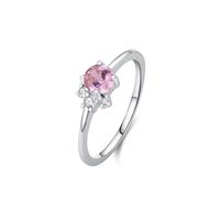 Ayoiow pt950 Ladies Wedding Ring for Womens, 0.5ct Lab Sapphire and Moissanite Pink Delicate pt950 Vintage Ring for Her, Platinum | Size O 1/2