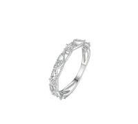 Ayoiow pt950 Ladies Wedding Ring for Womens, Moissanite Hollow Leaves Twisted pt950 Vintage Ring for Her, Platinum | Size M 1/2