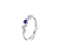 Ayoiow Pt950t Pt950 Charm Queen Rings for Womens, Lab Sapphire and Moissanite Simple 14 Karat platinum Wedding Band for Her, Platinum | Size M 1/2