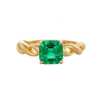 Ayoiow Queen Rings for Women Elegant Solitaire Square 4 Prong Lab Emerald 1.5ct, 14K Yellow Gold Ring Band for Women Size I 1/2