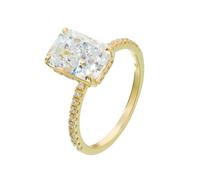 Ayoiow Rectangular 45th Anniversary Rings for Womens with 3.5ct Moissanite, 18K Ring Engagement for Her, 18K Yellow Gold | Size P 1/2