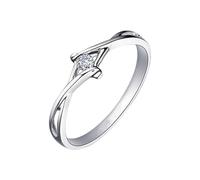 Ayoiow Ring Diamond for Women 9K White Gold with 0.05ct Diamond, Antique Ring Vintage for Her Size V 1/2