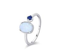Ayoiow Ring Sterling Silver Women 925 with opal, Silver Elegant Style with Opal Wedding Band for Her Size N 1/2, Suitable for Anniversary