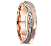 Ayoiow Rings for Couple Tungsten, Forged Pattern White Shell Mens Tungsten Rings Gold Steel No Gemstone 6mm Size Z