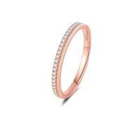 Ayoiow Rose Gold Diamond Rings for Women, Ring Half Eternity Twisted Edge | Solid Rose Gold, Hallmark Stamped, Certificate Included, Diamond, Comfort Fit Engagement Ring, Gift Ready Packaging