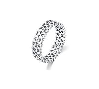 Ayoiow Silver Anniversary Ring Bands for Women, Heart Hollowed Out Stackable No Stone Engagement Rings Sterling Silver Cz for Her Size J 1/2