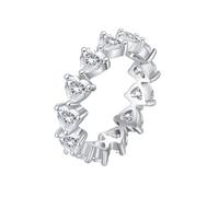 Ayoiow Silver Anniversary Rings Vintage with Cubic Zirconia for Women, Heart Stackable Silver Knuckle Ring for Her Size L 1/2