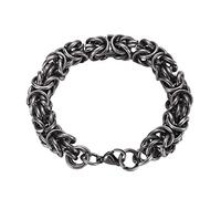 Ayoiow Silver Men's Stainless Steel Bracelets, 24.7CM Chunky Byzantine Bracelet with Lobster Clasp
