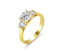 Ayoiow Simple 14K Yellow Gold Wedding Bands for Women with 1ct Moissanite, 14 Karat Charm Rings for Her, 14K Yellow Gold | Size M 1/2