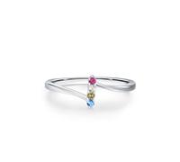 Ayoiow Simple Promise Ring for Your Girlfriend with Peridot and Topaz, Stacking Platinum Engagement Rings for Her, PT950 | Size K 1/2