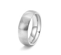 Ayoiow Simple Promise Rings for Him, 7 mm Wave Couple Wedding Bands Silver, Stainless Steel Size X 1/2