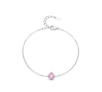 Ayoiow Simple Solitaire Adjustable Bracelets for Women Pt950 with Created Pink Diamond, Bride Bracelet for Wedding Day, 14K White Gold | Size 18+5CM
