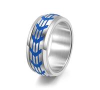 Ayoiow Simple Wedding Bands for Men, 9 mm Glow in the Dark Spinner Couple Engagement Rings Band Silver, Stainless Steel Size X 1/2