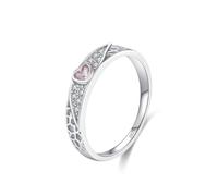 Ayoiow Simple Wedding Rings for Women 925 Sterling Silver Cubic Zirconia, Silver Irregular Embossed with Heart-Shaped Zircon Womens Wedding Bands CZ for Her, Size L 1/2, Suitable for Birthday