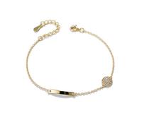Ayoiow Simple Yellow Bracelets for Women with Diamond, Birthstone Bracelet Grandma for Her, 14K White Gold | Size 16+5CM